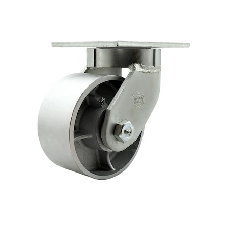 Service Caster 6'' Heavy Duty Red Semi Steel Cast Iron Wheel Swivel Caster with Swivel Lock CRAN-SCC-KP92S630-SSR-BSL